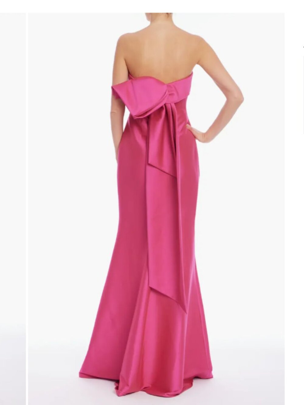 Badgley Mischka Strapless Bow-Detailed Satin-Twill Gown